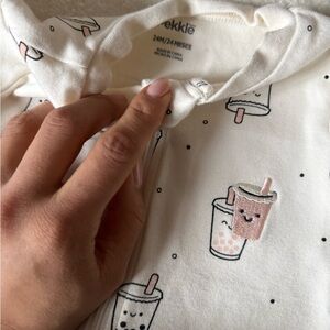 ekkle Cream Baby Onesie with Cute Drink Print